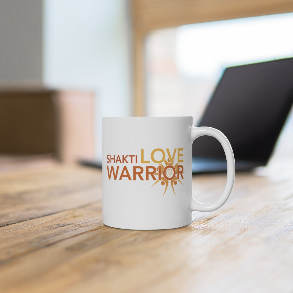 "Shakti Love Warrior" White Ceramic Mug - choice of two sizes